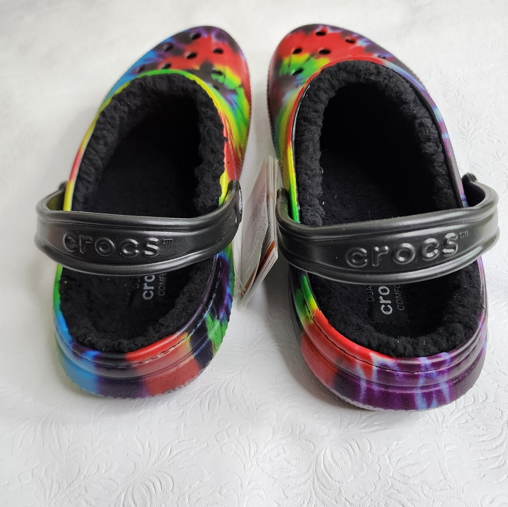 Crocs Classic Faux Fur Lined Multicolor Tie Dye Mens Size 10 Womens Size 12 NWT - Picture 5 of 10